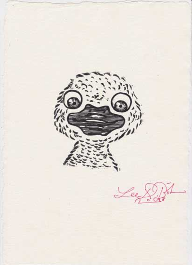 Linolschnitt "Tollpatschige Ente" / Linocut "Clumsy Duck"