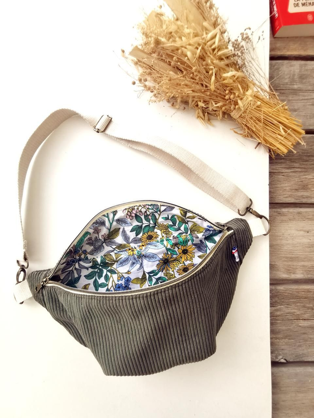 Banane LOUISE velour kaki 