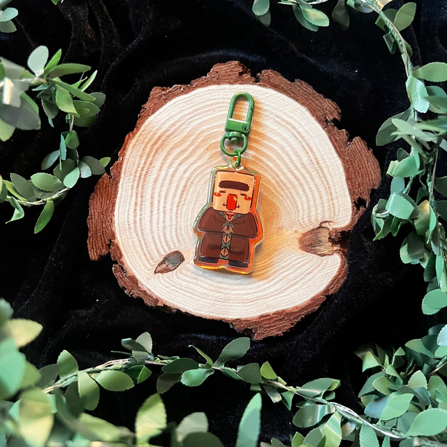 Llavero Minecraft // Villager - acrílico holográfico arcoiris