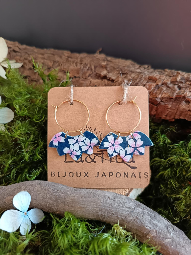 Boucles d'oreilles - créoles - papier washi - La&amp;Titia 