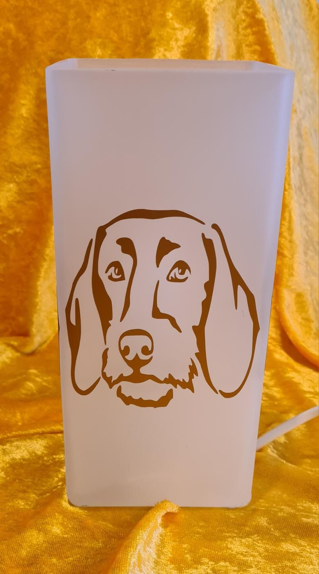 Tischlampe Rauhhaardackel kupferf.