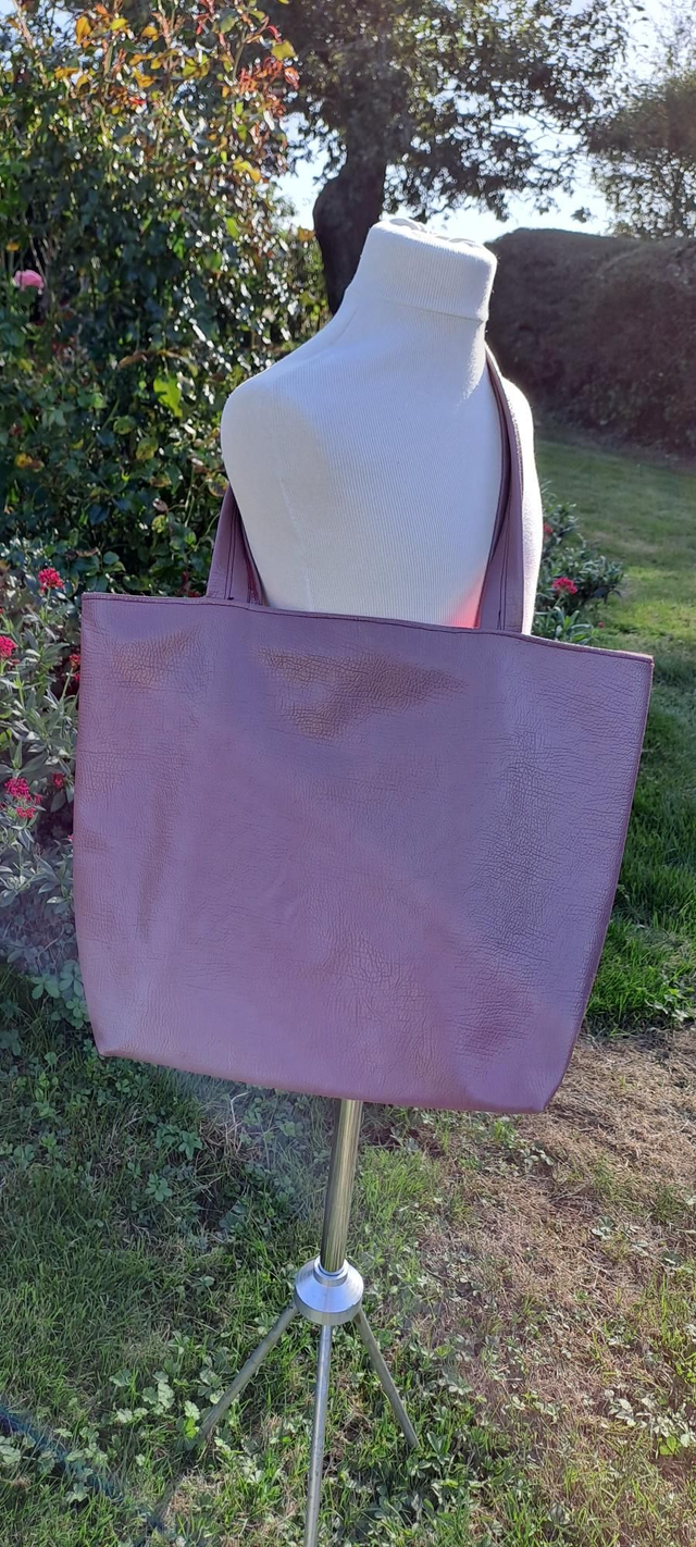 Sac porté épaule simili cuir prune