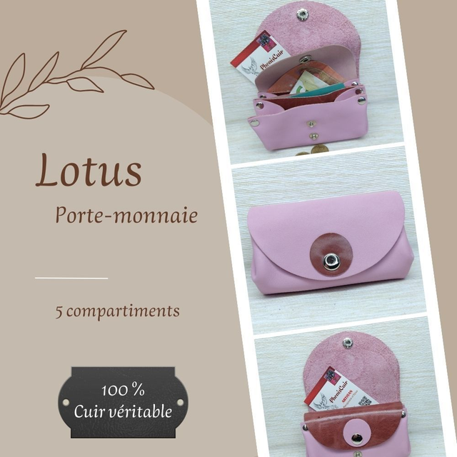 LOTUS Porte monnaie et Carte - Rose