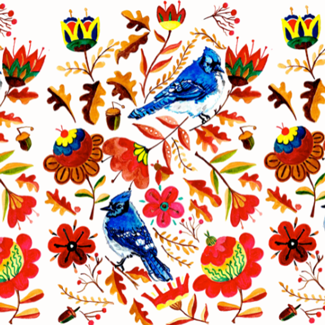 Blue jay in autumn - Cushion