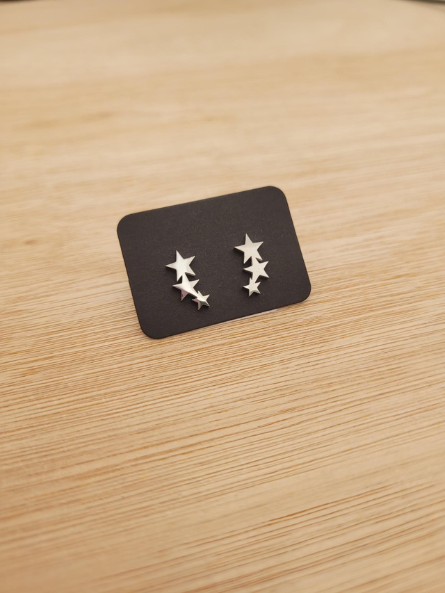 Stainless steel 3 star stud earrings - SL-005