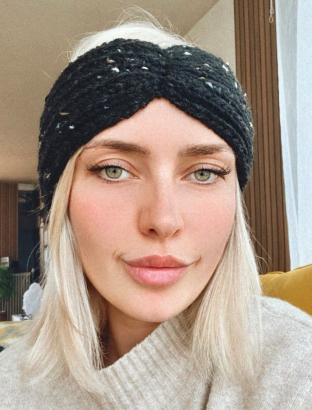 Bandeau large laine Tweed Noir