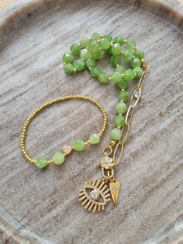 Handgeknotete Kette Peridot 