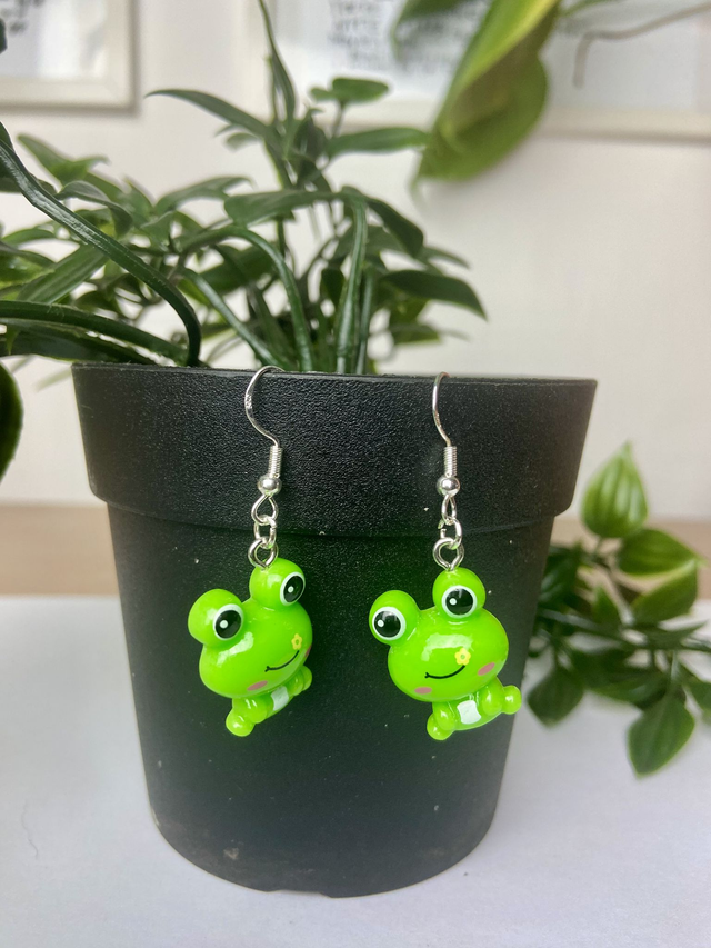 Frog earrings.