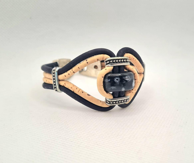 Bracelet "Fall" en liège et perle en céramique 