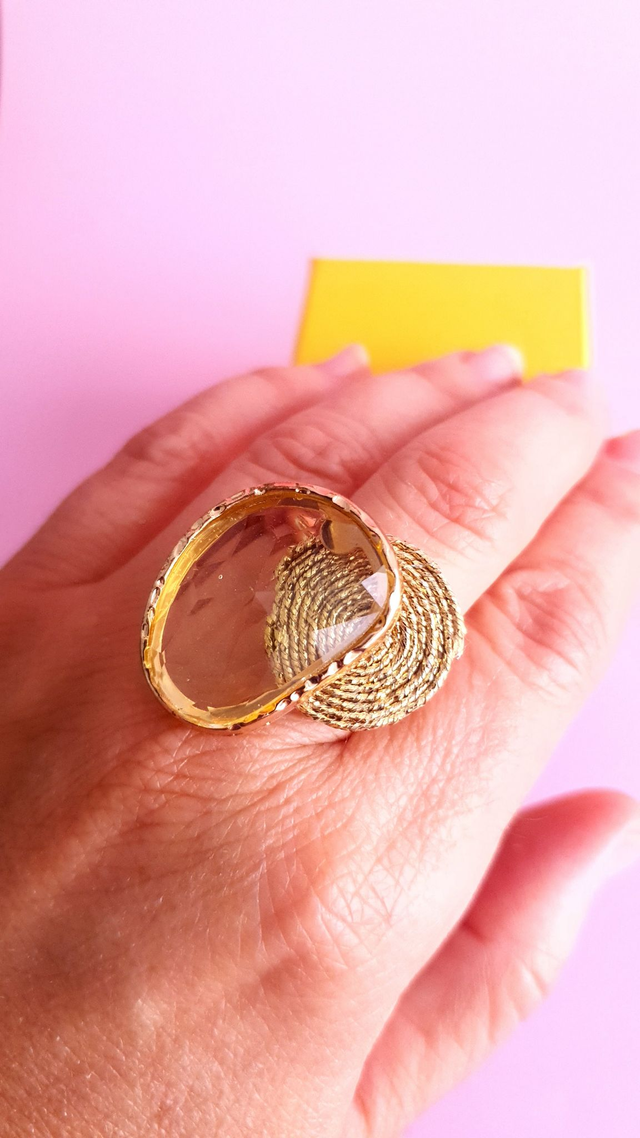 Bague Tourbillons jaune vert pâle