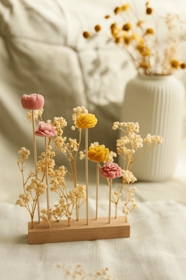 Barre florale - Fleurs séchées & Fleurs en cire d’abeille