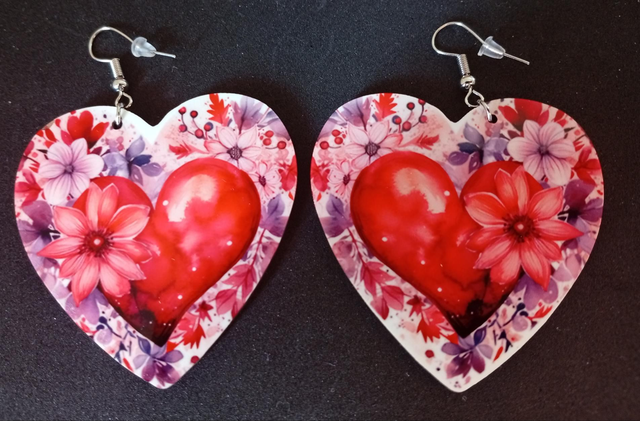 Boucles d'oreilles- Motif Coeur fleuri
