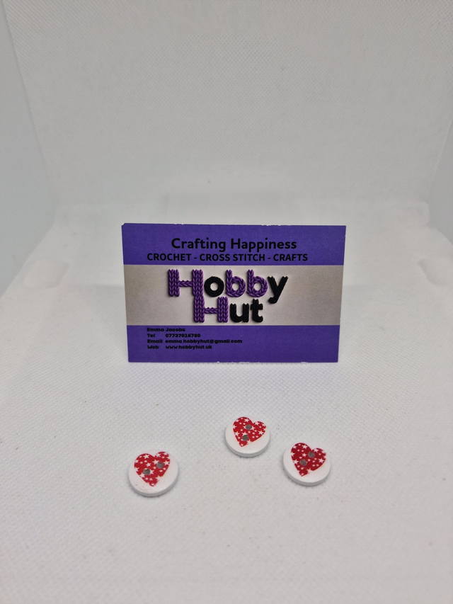 White Buttons With A Red Heart And Stars