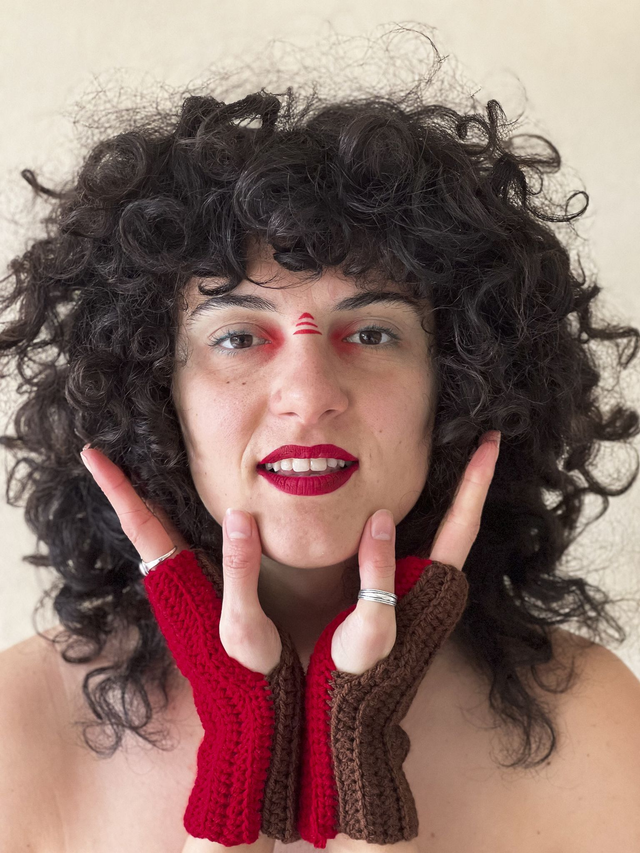 Mitaines rouge marron