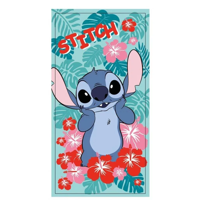 🌸 Serviette de bain Disney Lilo &amp; Stitch In Bloom – 70x140 cm – Séchage rapide