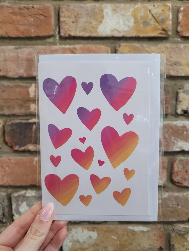 Ombre Hearts Greetings Card - NW-012