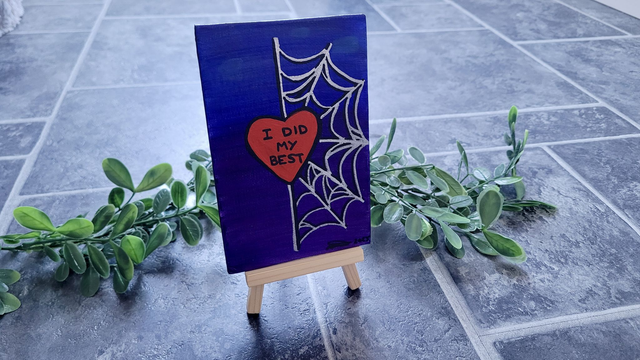 Original Mini Canvas Painting – Spiderweb Heart, I Tried My Best