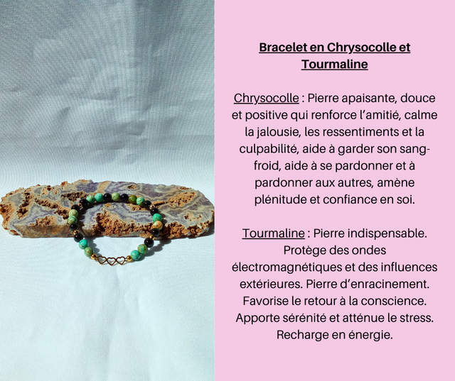227- Bracelet Chrysocolle et Tourmaline