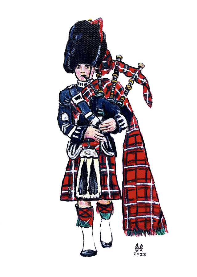 X4 Prints - Scottish Highland Piper Royal Stewart Tartan 8"x10" (£7.50 per unit)