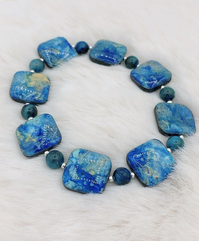 Bracelet "Etincelle" et Oeil de Tigre Teinté Bleu