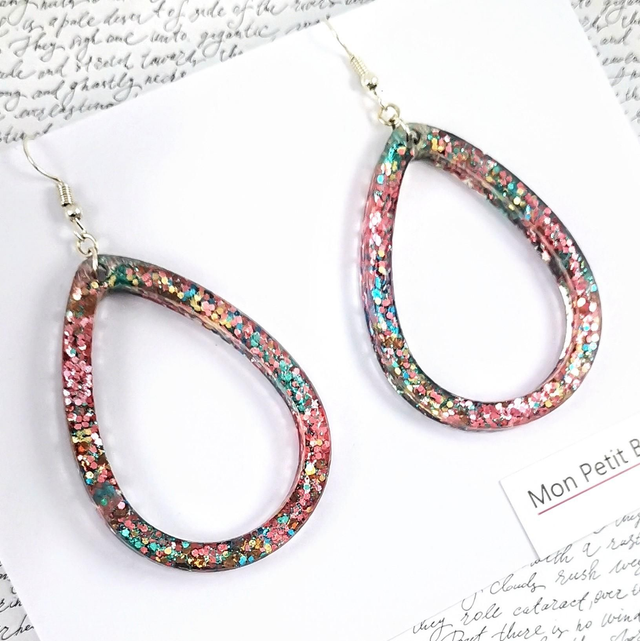 Boucles d'oreilles Gouttes VGM6 Rose vert