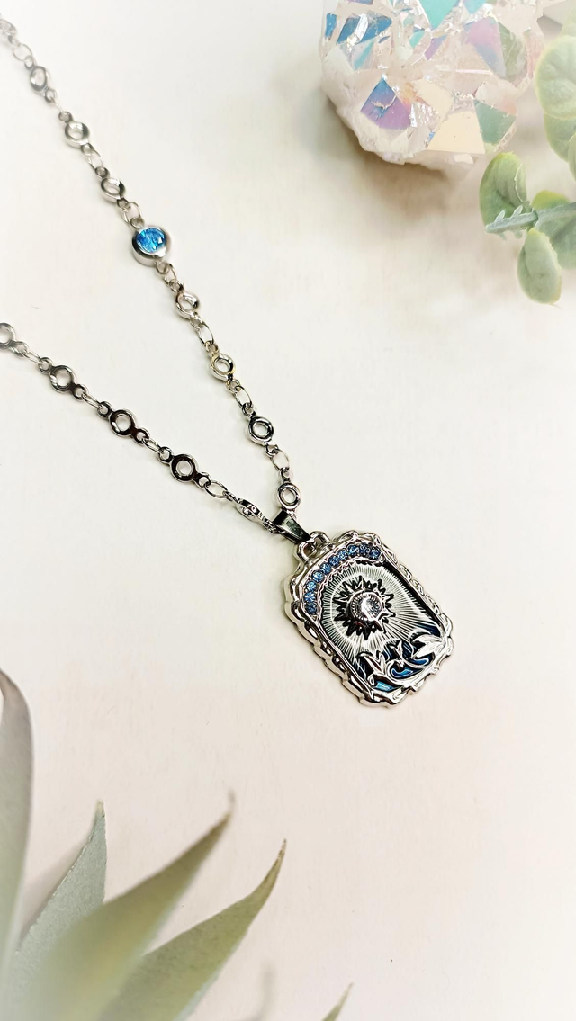 Collier SURYAH - Argenté - Bleu Nuit