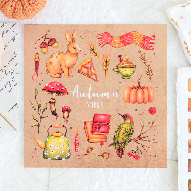 &quot;Autumn Vibes&quot; postcard