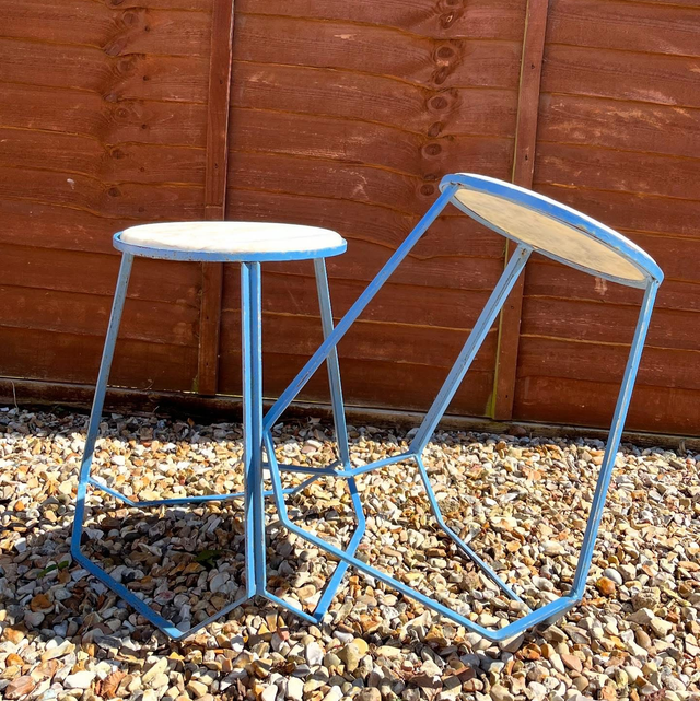 A Pair of 20th Century Marble Top Stools 