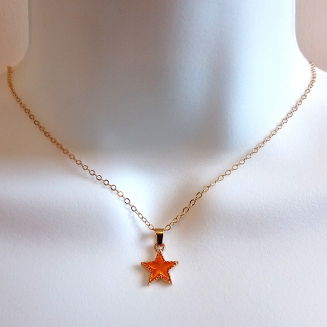 Ladies Handmade 18" Gold Coloured Star Pendant Necklace - 6 Colours