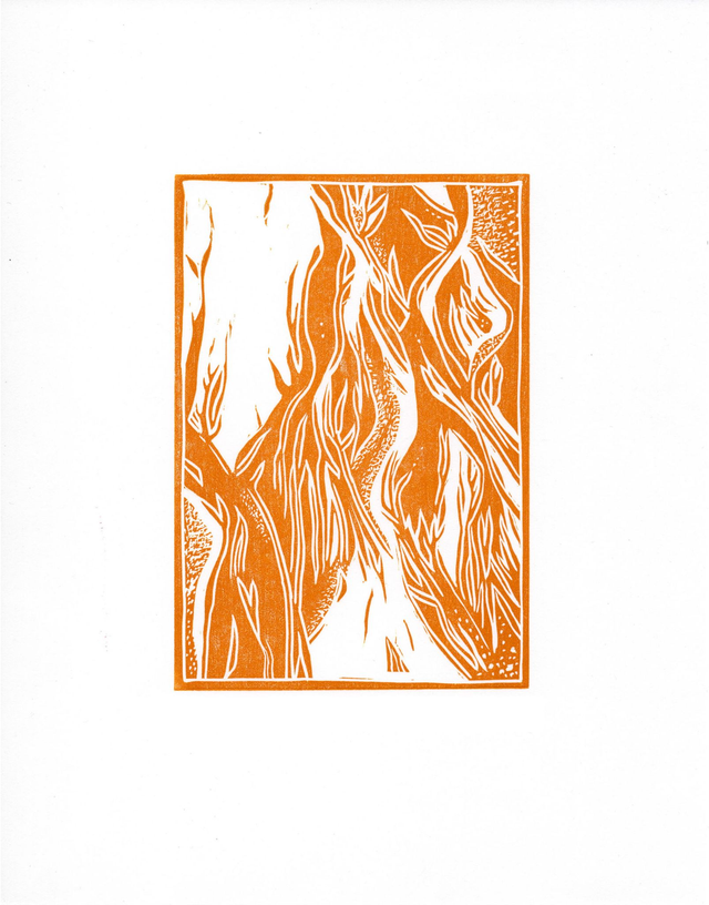 "Traces in the Sand" - Linocut