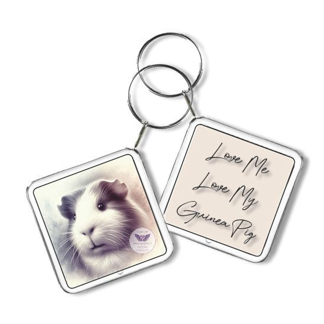 Artistic guinea pig image Square Keyring (GP01)