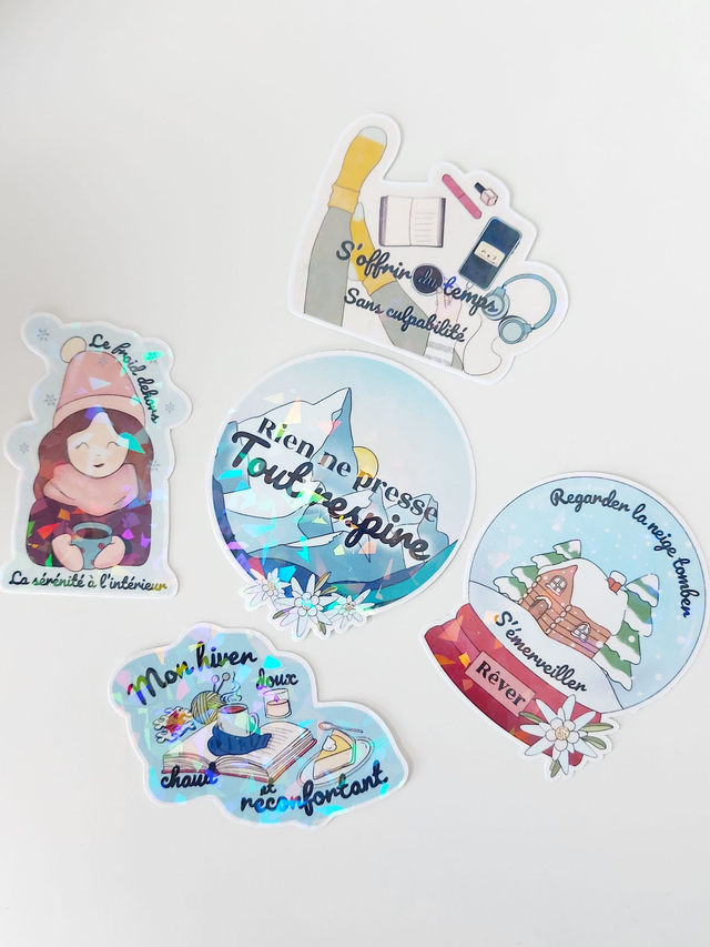 Stickers illustrés collection hivernale | Autocollants colorés en lot