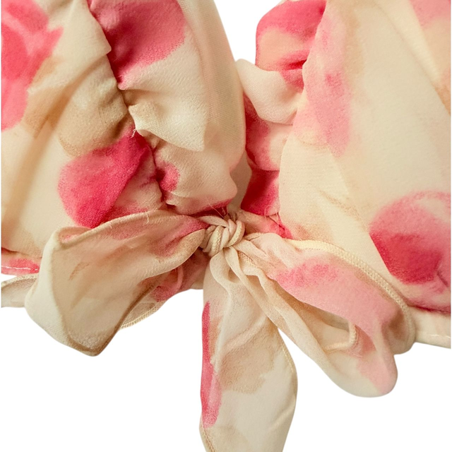 Pink + cream floral chiffon Japanese Bra UK 30D