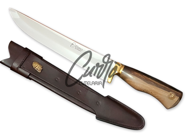 Faca Churrasco 10 Pol Elmo Aço Inox Alemão Cabo Madeira