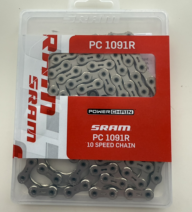 SRAM PC1091R Hollow Pin 10 Speed Chain Silver 114 Link With PowerLock