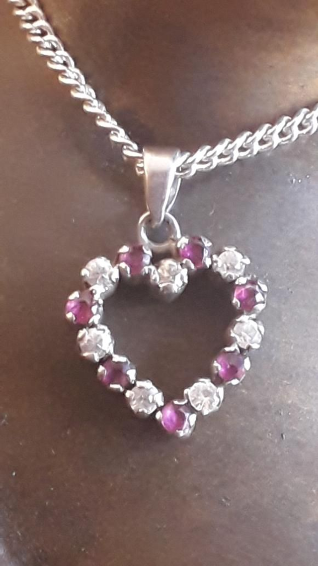 Pendentif rubis, zirconium, argent 925