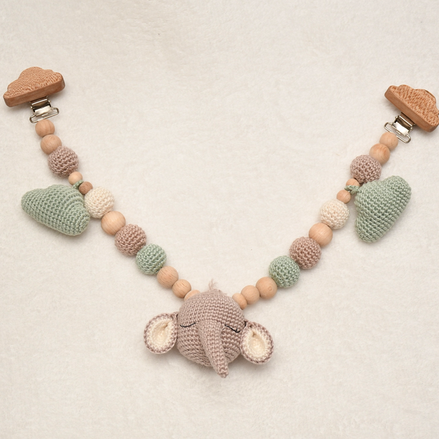 Kinderwagen Kette „Elefant Emilio“ Salbei