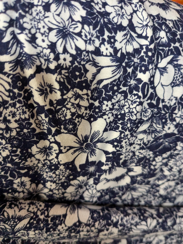 Navy on White Ditsy Floral Viscose Jersey