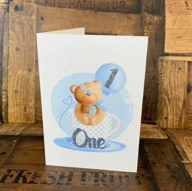 Blue Teddy Bear In Cup 