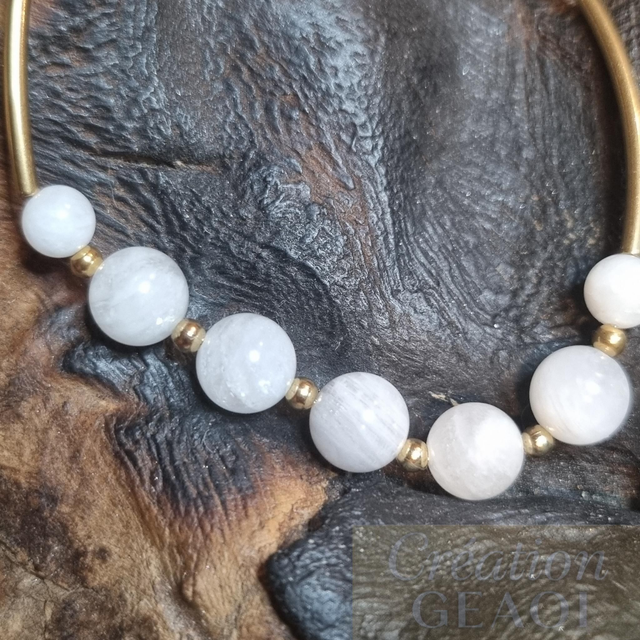 Jumelle élégante Pierre de Lune Blanche