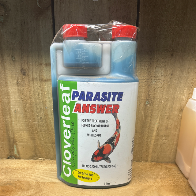Cloverleaf - Parasite Answer - Treatment of flukes-anchor worm and white spot - treats 25000 L / 5500 Gallon - 1L