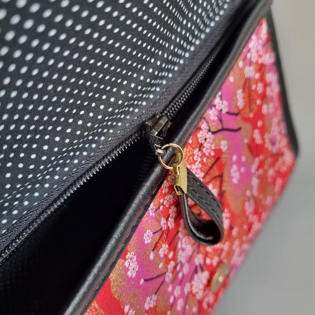 Mini-sac cartable "Akina" rouge doré & simili cuir noir