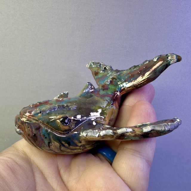 Small ceramic whale metallic
