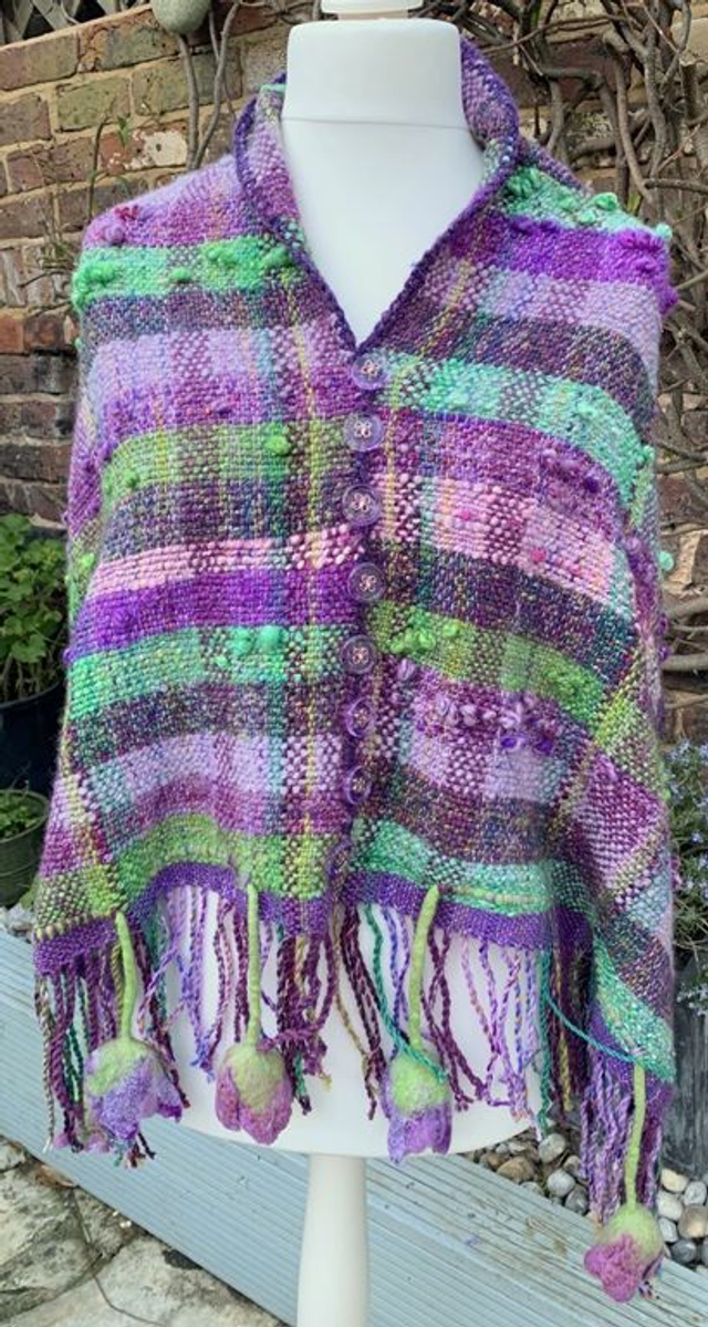 Handwoven Spring Tulips Poncho Shawl