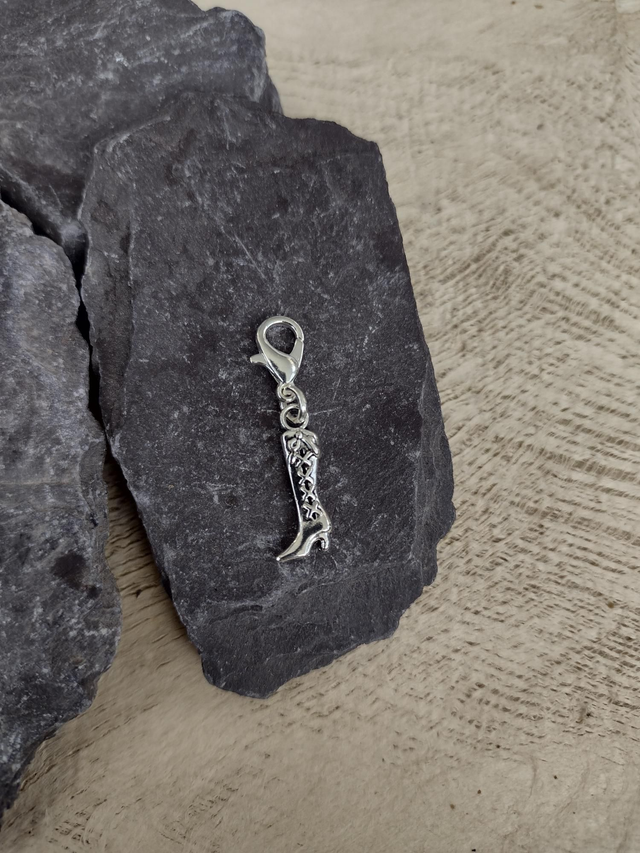 Long pointy boot clip on charm 