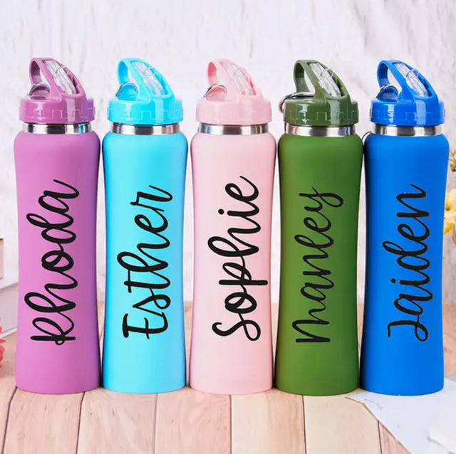 Stainless steel water bottle customisable up to 10 characters text