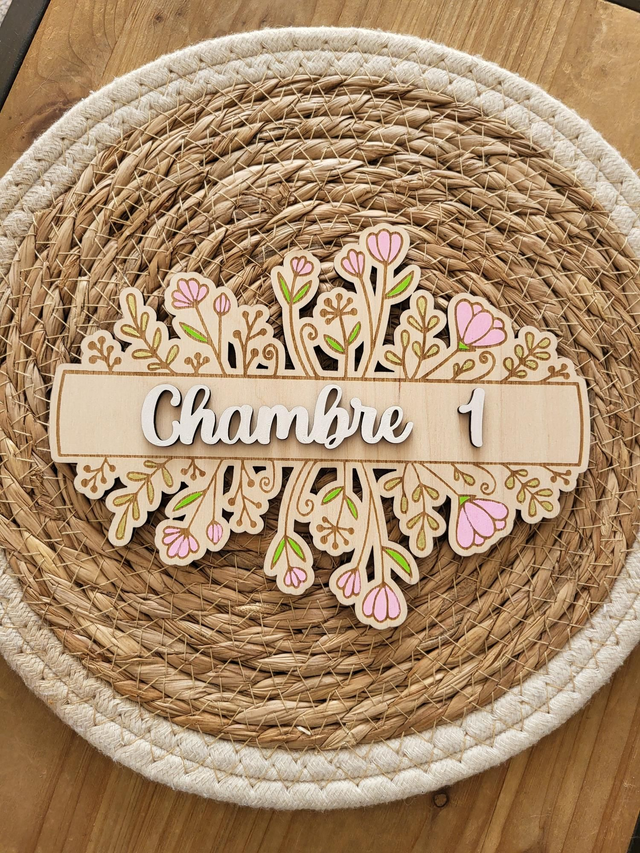 Plaque de porte floral pour chambre 