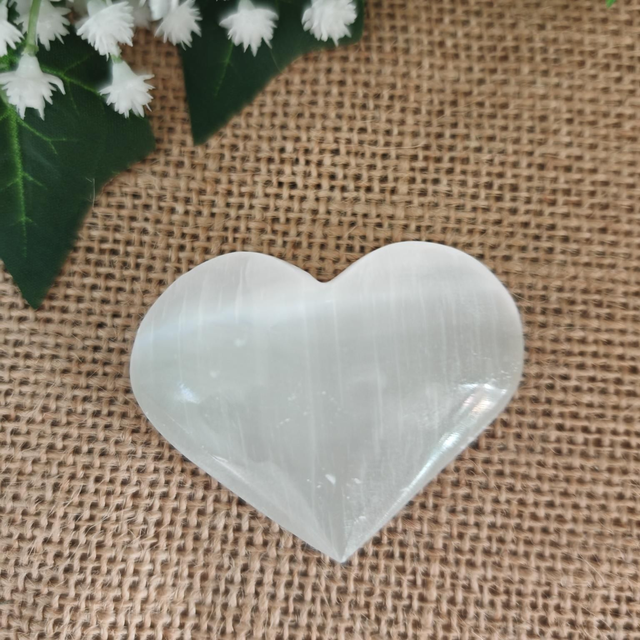 Cœur sélénite blanche (50mm)