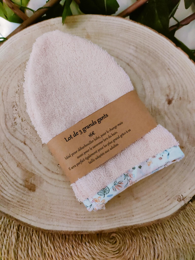 Lot de 3 gants rose pâle