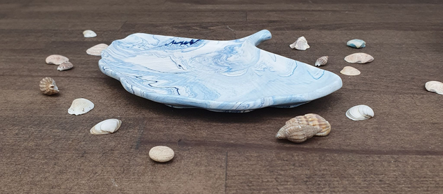 Ginkgo Biloba ékszertartó - márványos kék